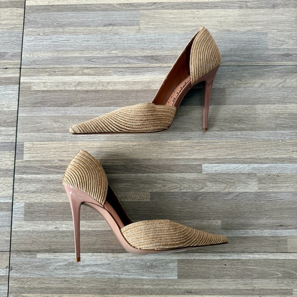 Steve Madden ELEGANT natural raffia pointed toe stiletto pump heels, women’s 6 - Picture 7 of 8